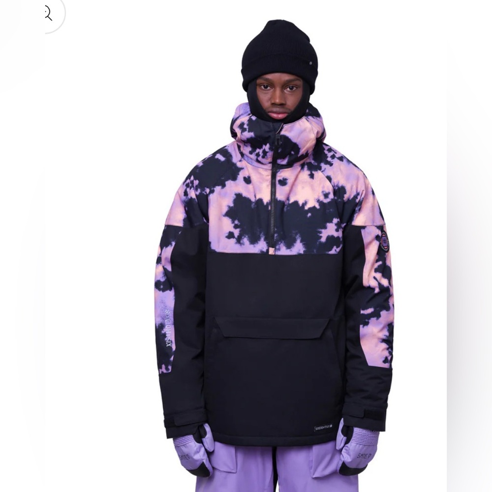 NWT 686 Black and Violet Nebula Tie-Dye Snowboard Jacket XL